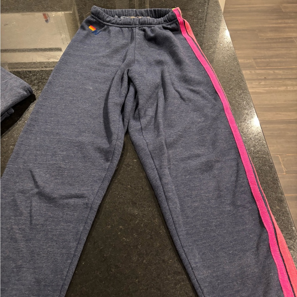 Aviator Nation Blue five striped sweatpants Size extra small.